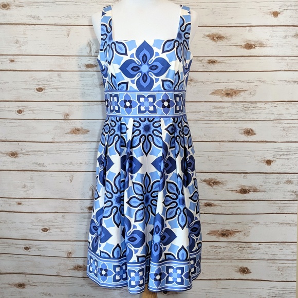 London Times Dresses & Skirts - LONDON TIMES Blue Floral A-Line Fit & Flare Dress